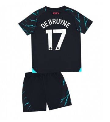 Lacne Dětský Futbalové dres Manchester City Kevin De Bruyne #17 2023-24 Krátky Rukáv - Tretina (+ trenírky)